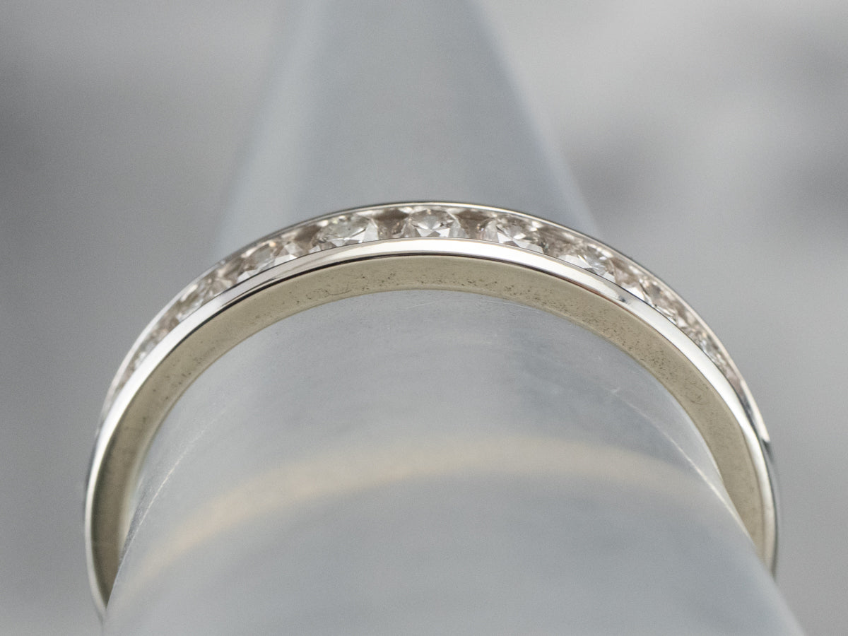 14K White Gold Channel Set Diamond Band