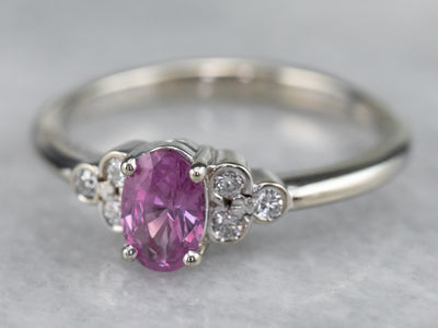 Modern Pink Sapphire and Diamond Ring