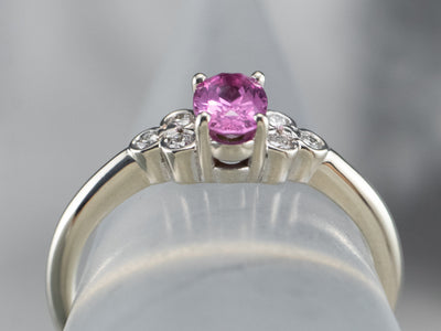 Modern Pink Sapphire and Diamond Ring