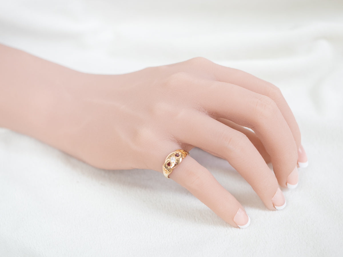 Victorian Diamond and Garnet Starburst Band