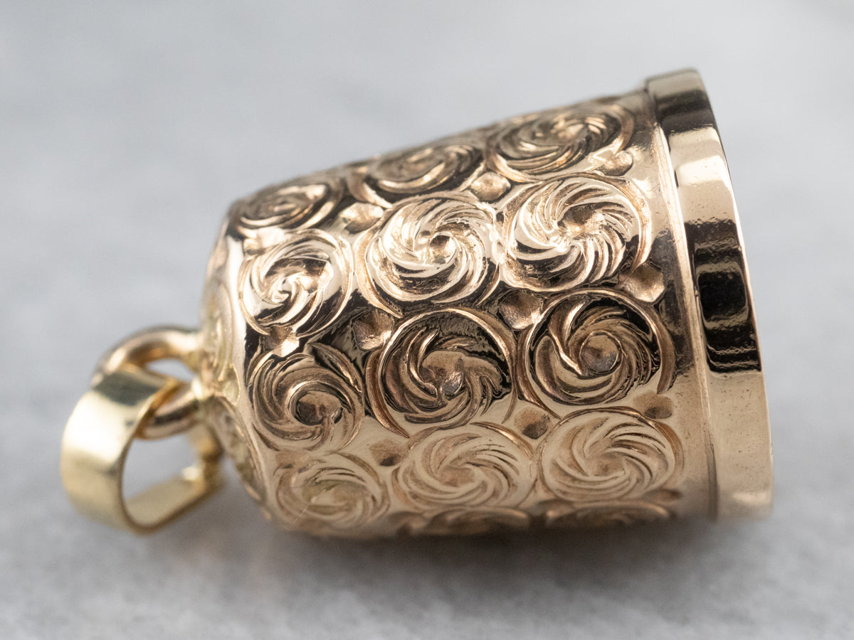 Ornate Vintage Gold Thimble Charm