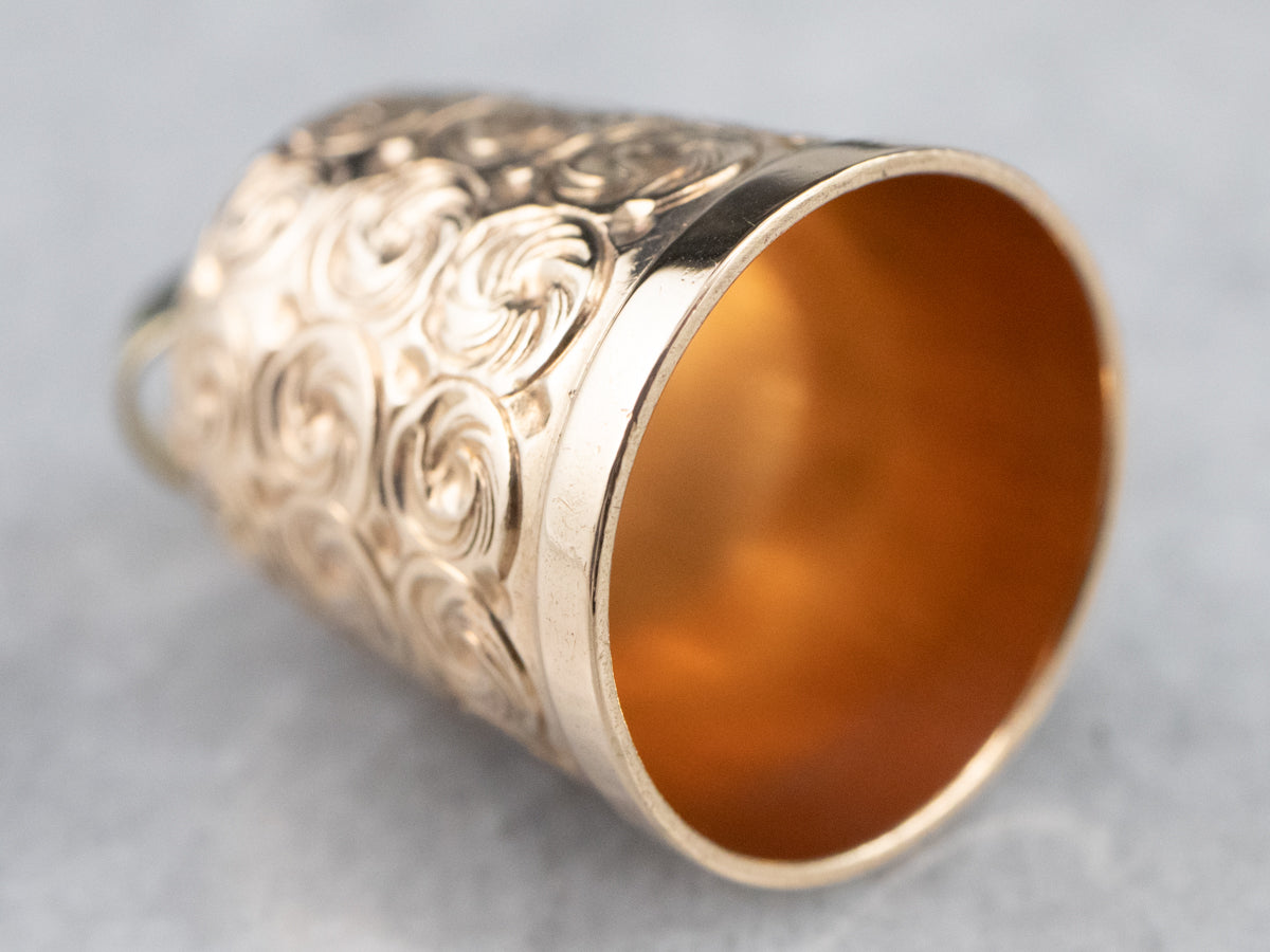 Ornate Vintage Gold Thimble Charm