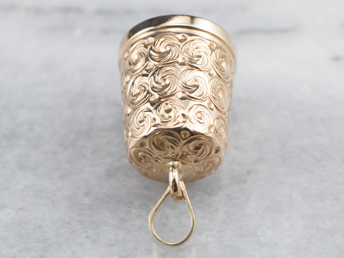 Ornate Vintage Gold Thimble Charm