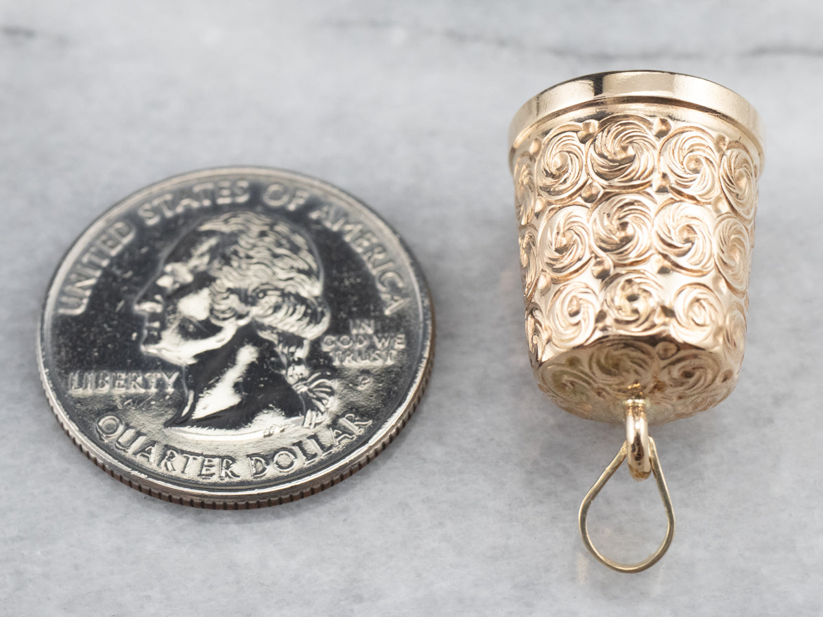 Ornate Vintage Gold Thimble Charm