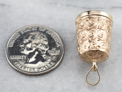 Ornate Vintage Gold Thimble Charm