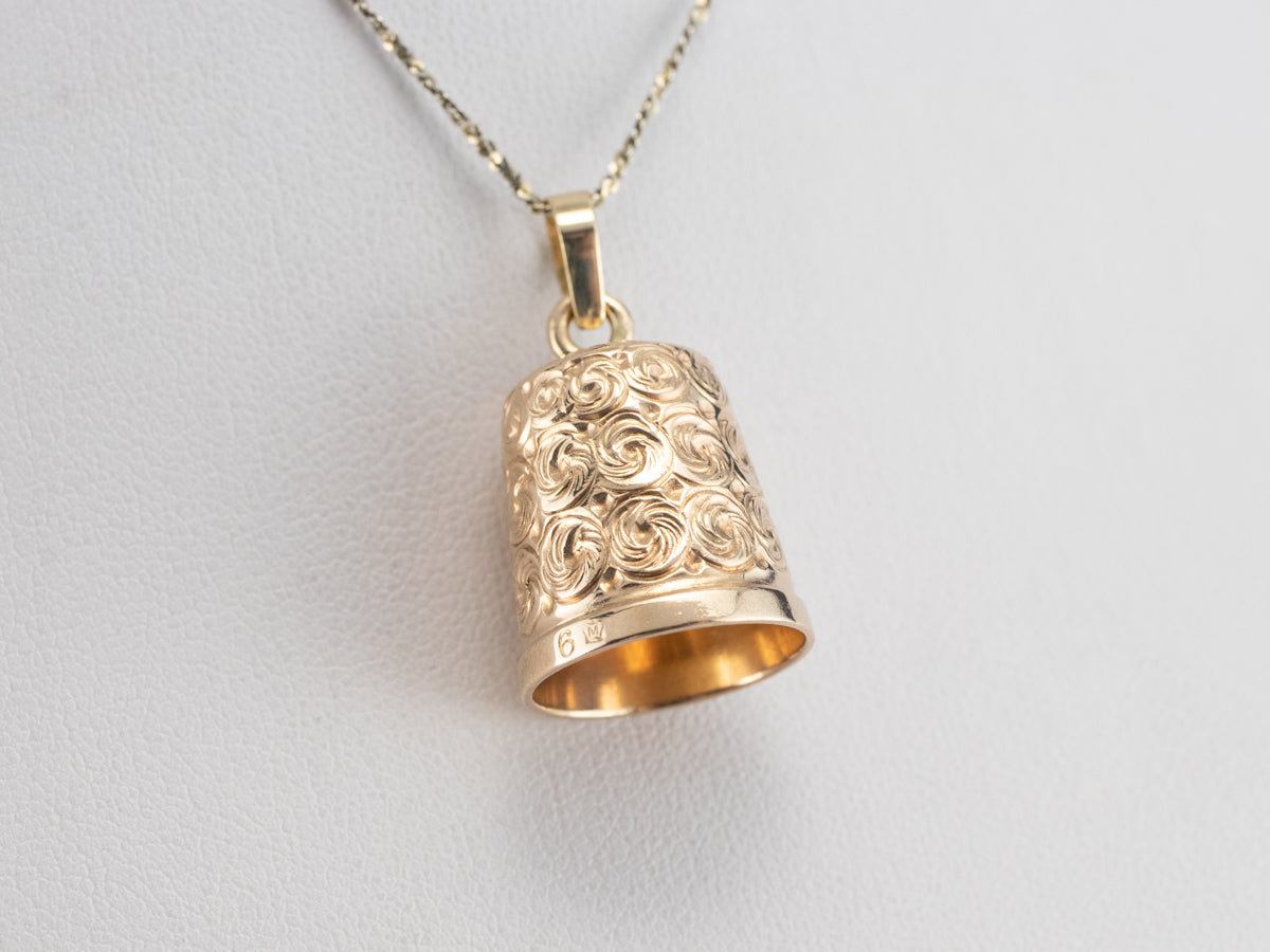 Ornate Vintage Gold Thimble Charm