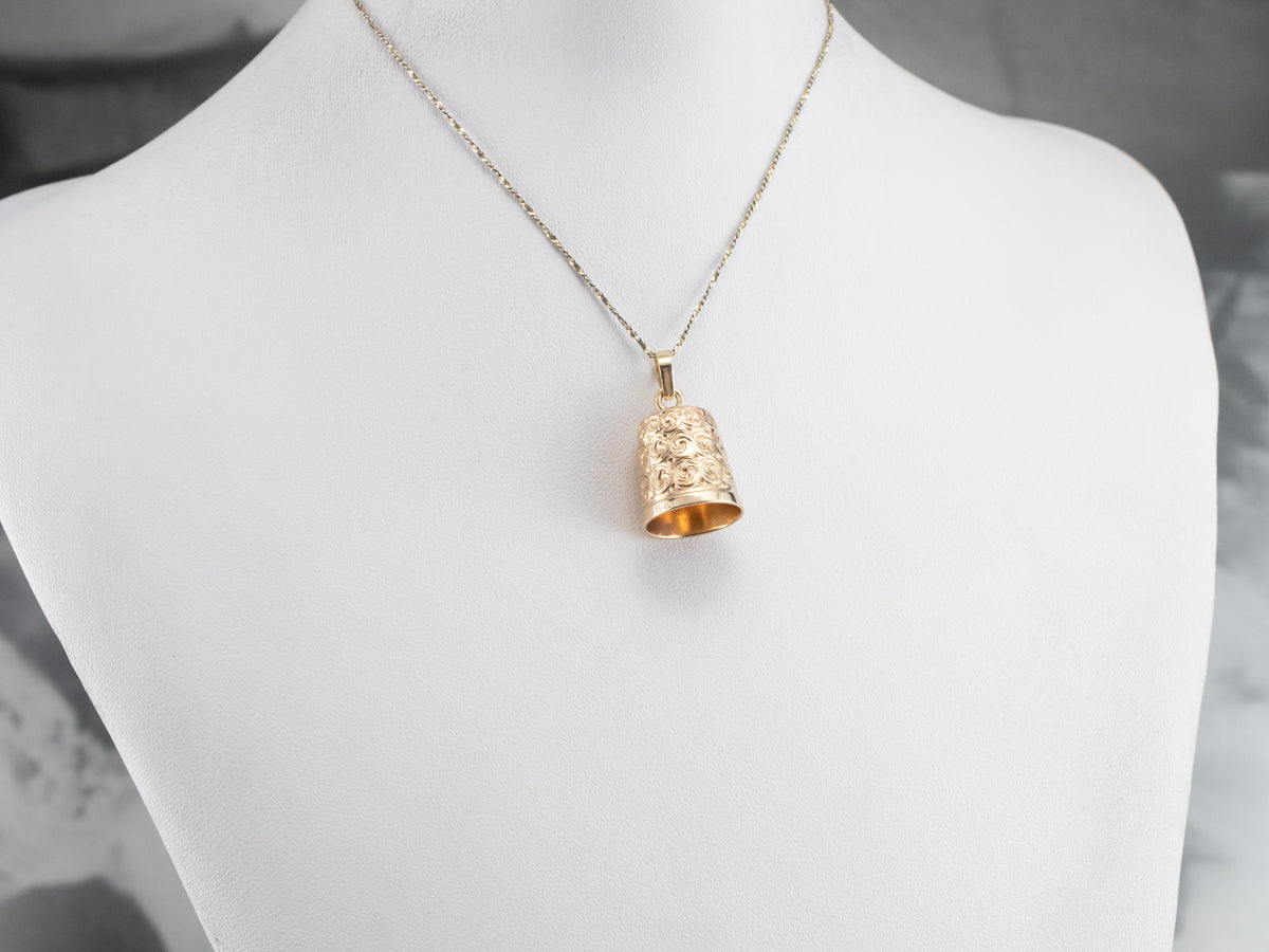 Ornate Vintage Gold Thimble Charm