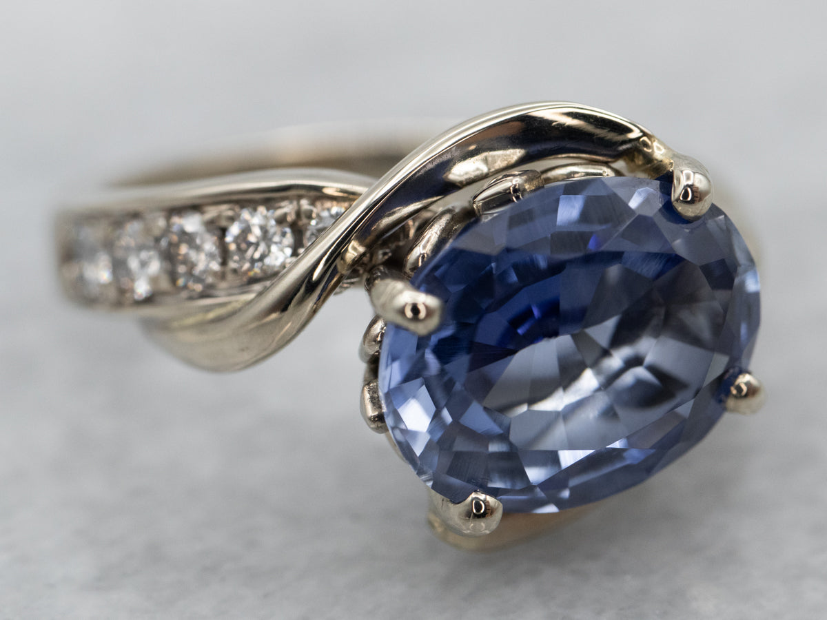 Ceylon Sapphire and Diamond Bypass Ring