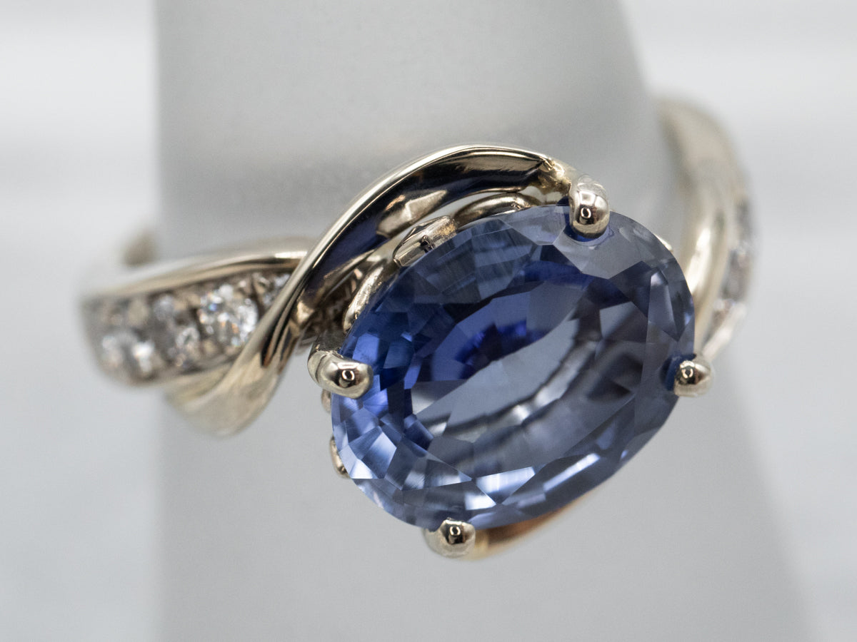 Ceylon Sapphire and Diamond Bypass Ring