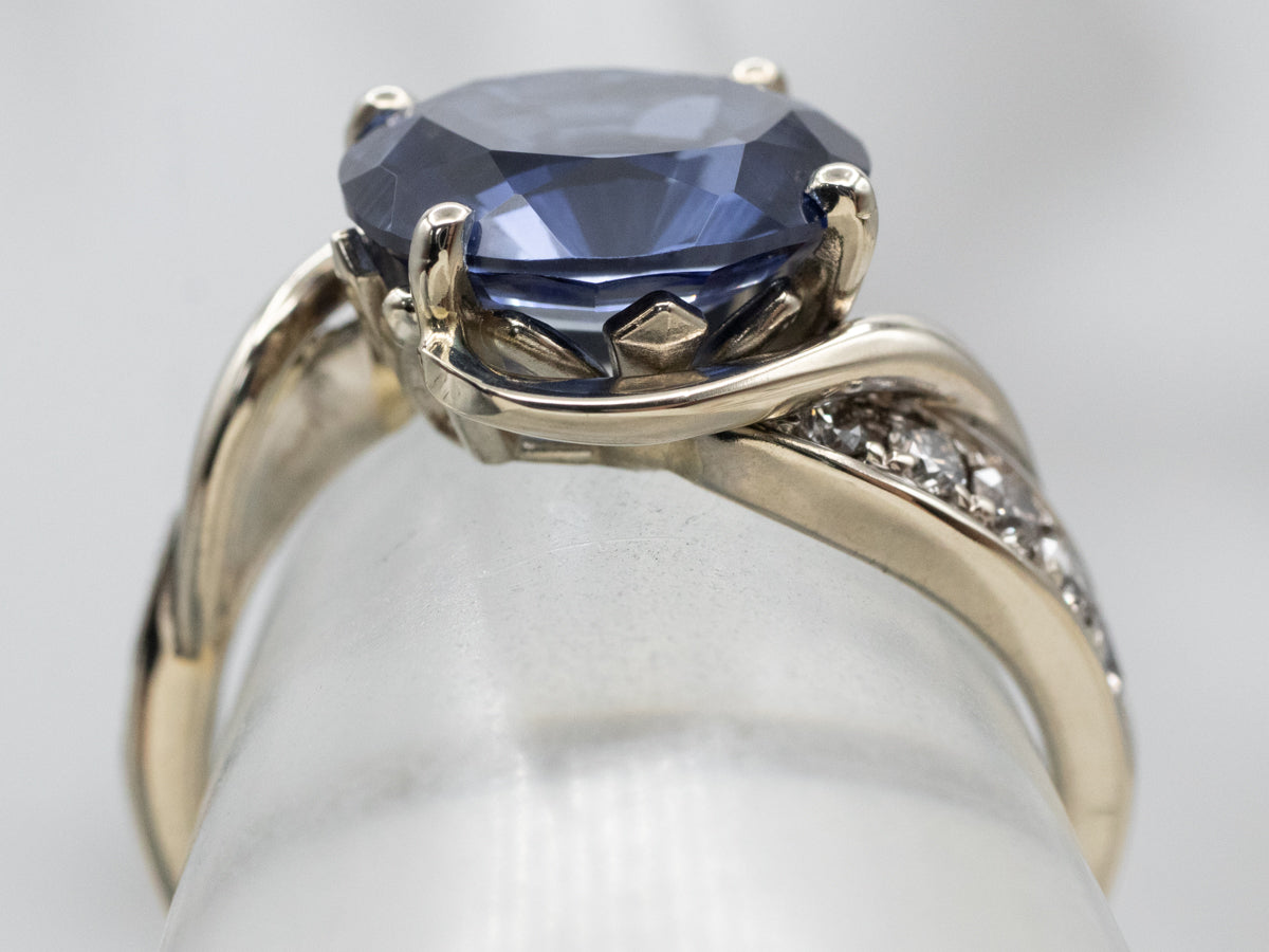 Ceylon Sapphire and Diamond Bypass Ring
