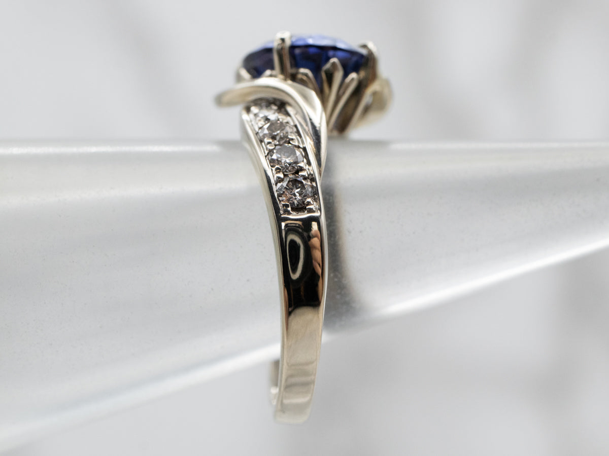Ceylon Sapphire and Diamond Bypass Ring