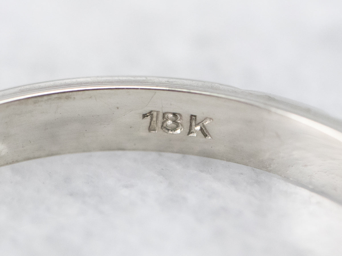 Vintage 18K White Gold Patterned Band