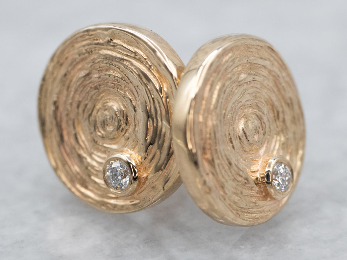Textured Gold Diamond Stud Earrings