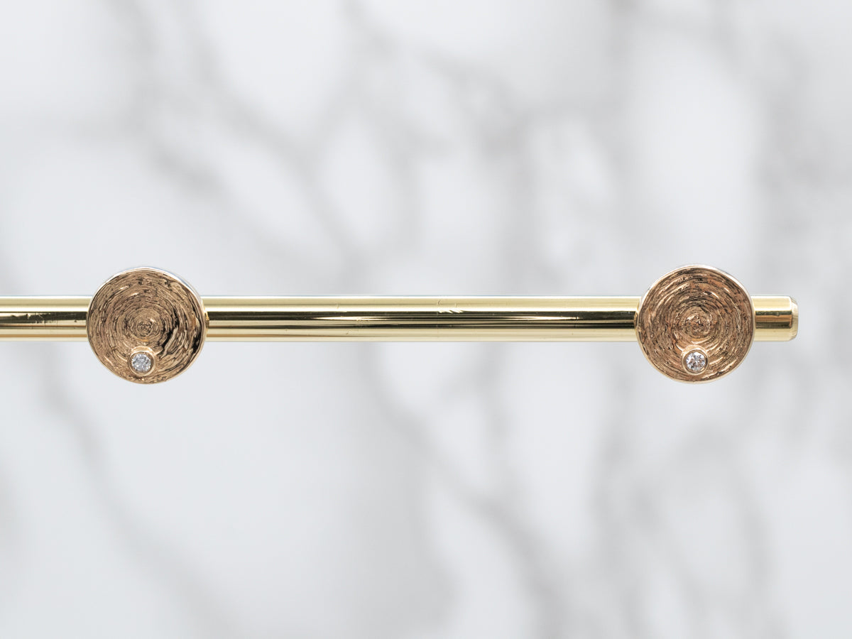 Textured Gold Diamond Stud Earrings