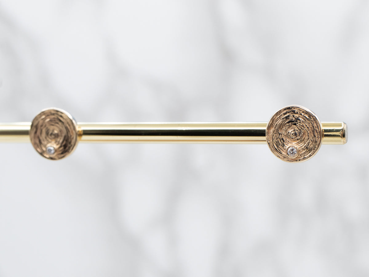 Textured Gold Diamond Stud Earrings