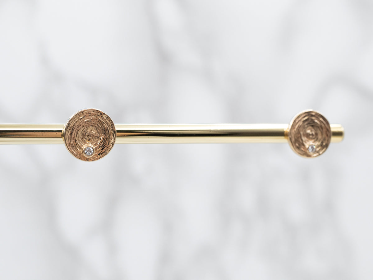 Textured Gold Diamond Stud Earrings