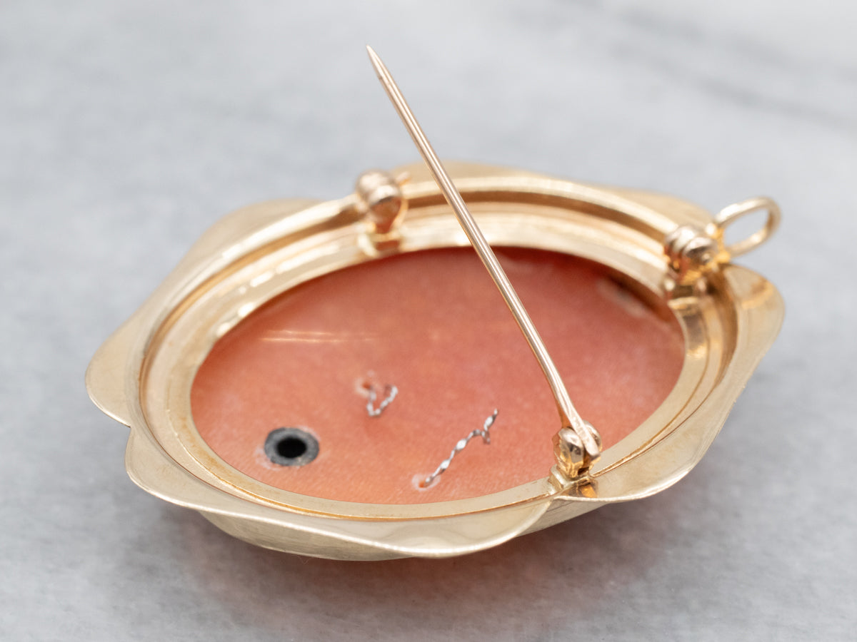 Vintage Gold and Diamond Cameo Pin or Pendant