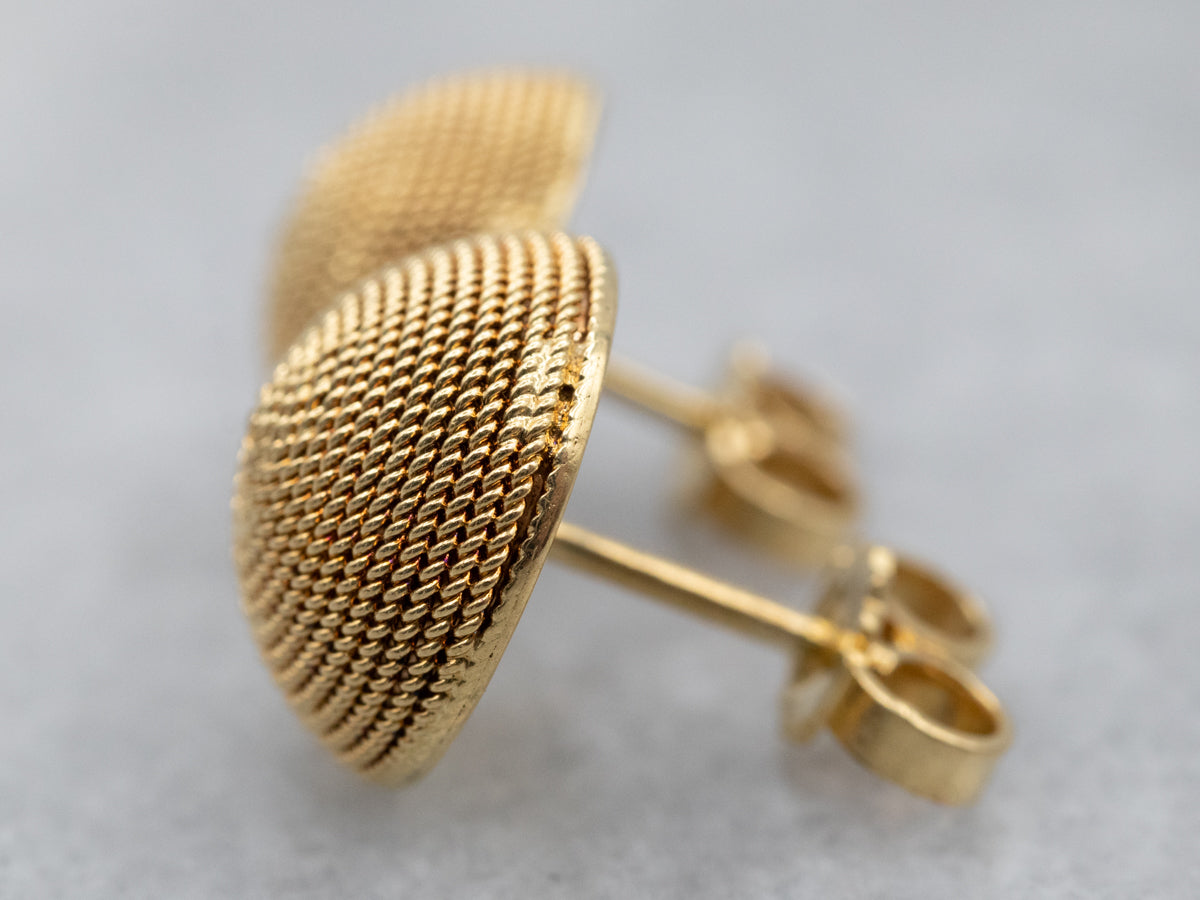 Domed Spiral Rope 18K Gold Stud Earrings
