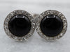 Vintage Black Onyx and Diamond Halo Cufflinks