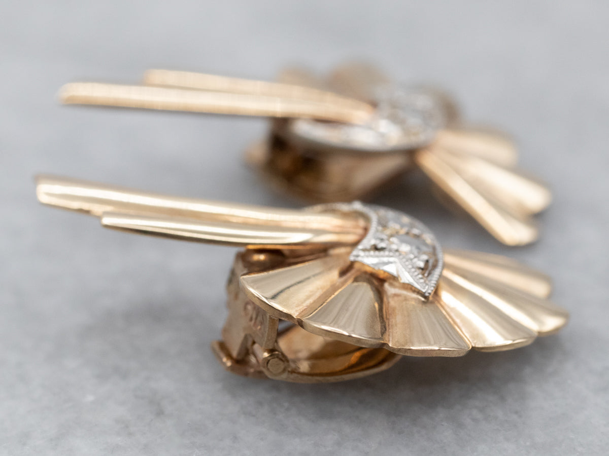 Polished Gold  Retro Era Clip-On Earrings