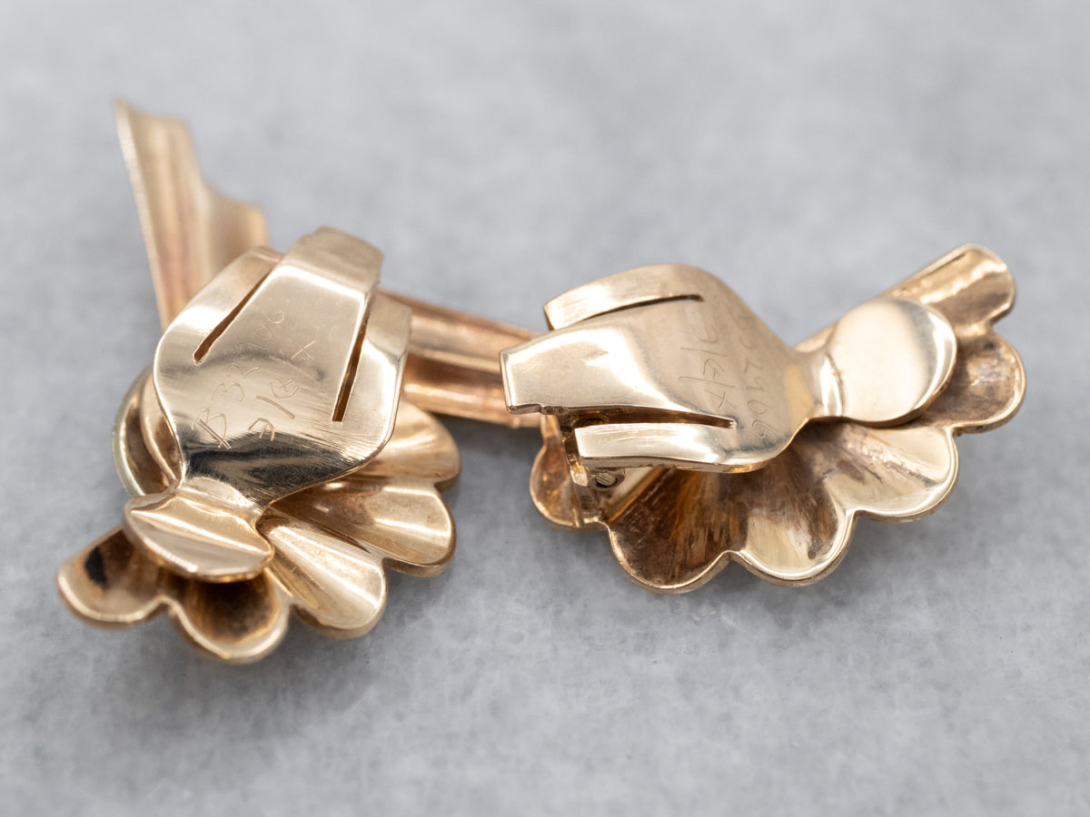 Polished Gold  Retro Era Clip-On Earrings