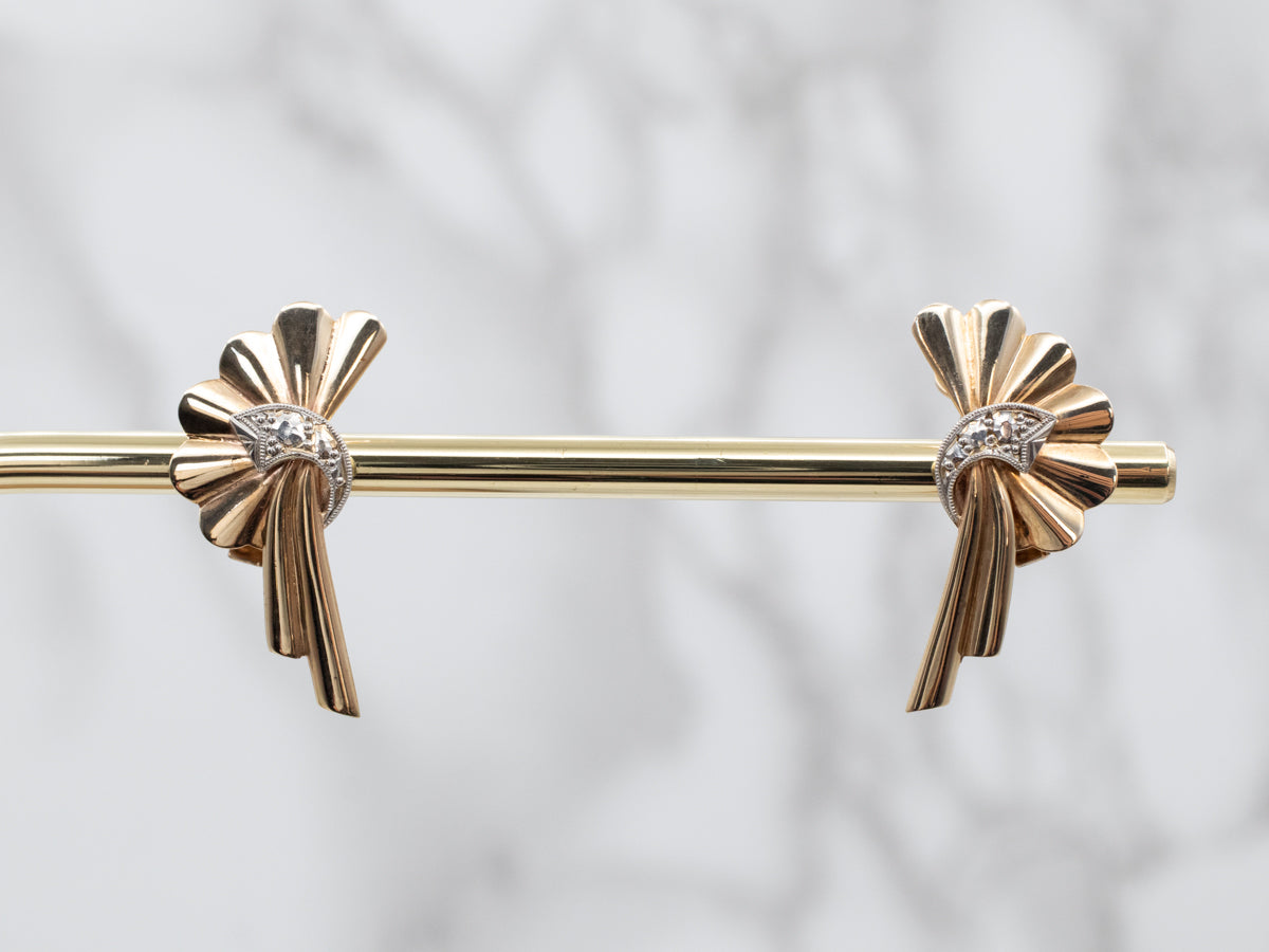 Polished Gold  Retro Era Clip-On Earrings