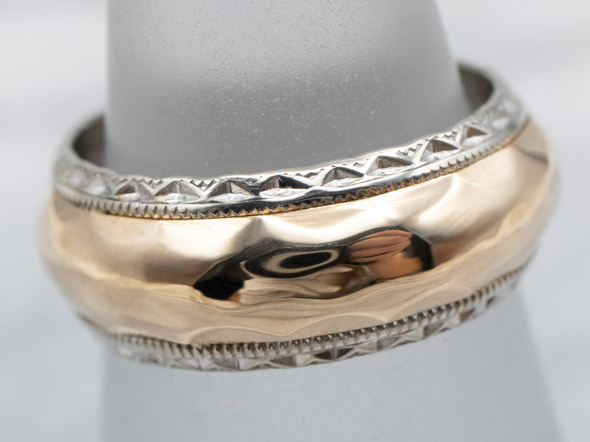 Two Toned Vintage Faceted Edge Band