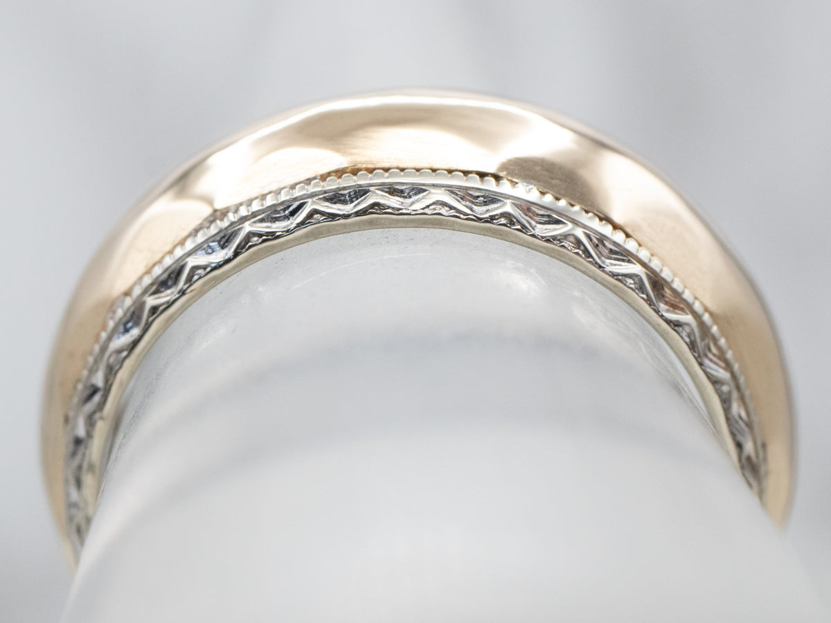 Two Toned Vintage Faceted Edge Band