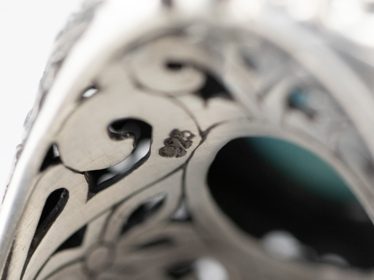 Sterling Silver Floral Turquoise Statement Ring