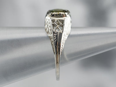 Art Deco Bi-Color Sapphire Engagement Ring