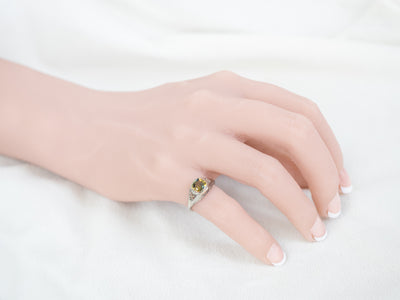 Art Deco Bi-Color Sapphire Engagement Ring