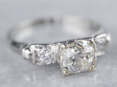 Platinum Old Mine Cut Diamond Engagement Ring