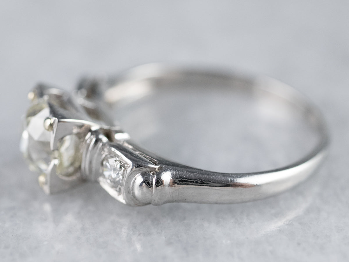 Platinum Old Mine Cut Diamond Engagement Ring