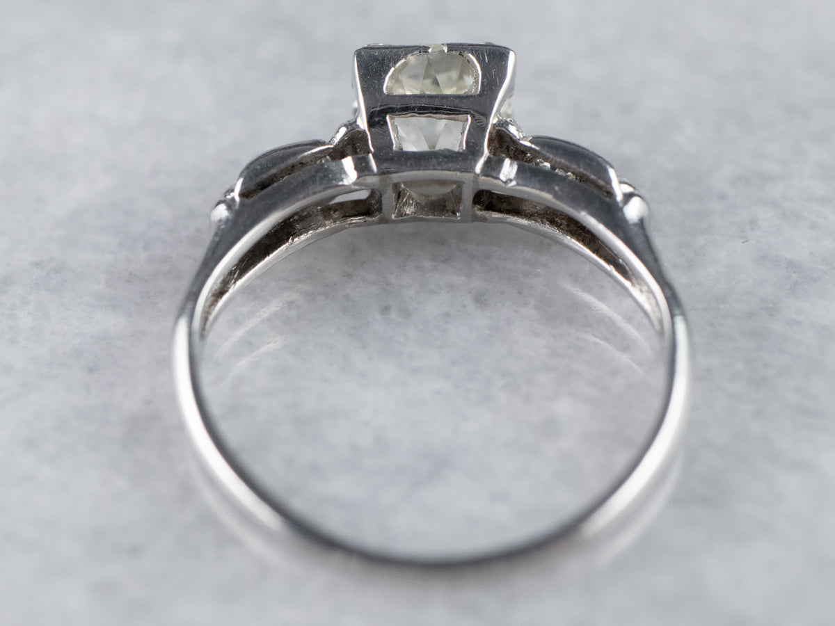 Platinum Old Mine Cut Diamond Engagement Ring