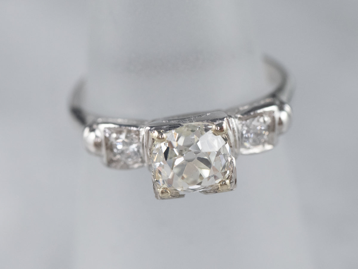 Platinum Old Mine Cut Diamond Engagement Ring