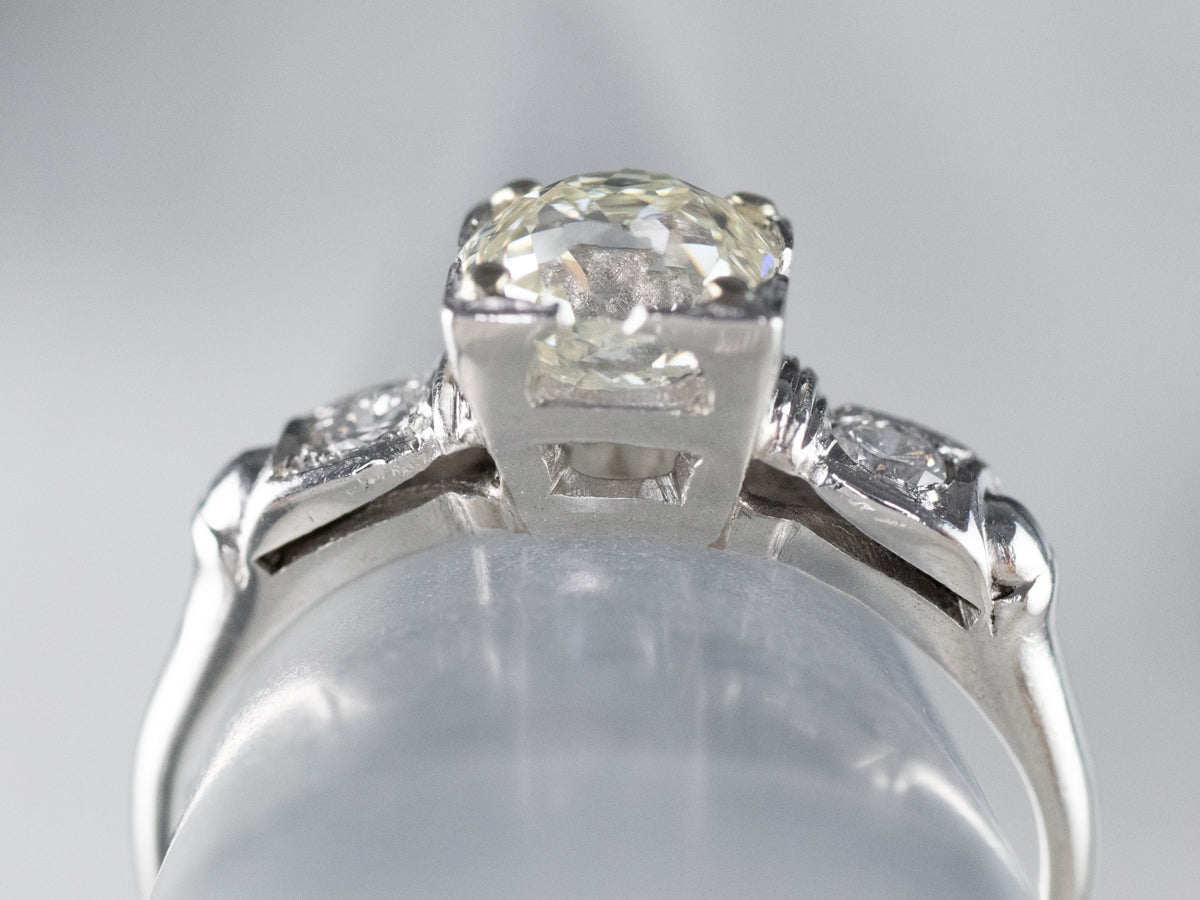 Platinum Old Mine Cut Diamond Engagement Ring