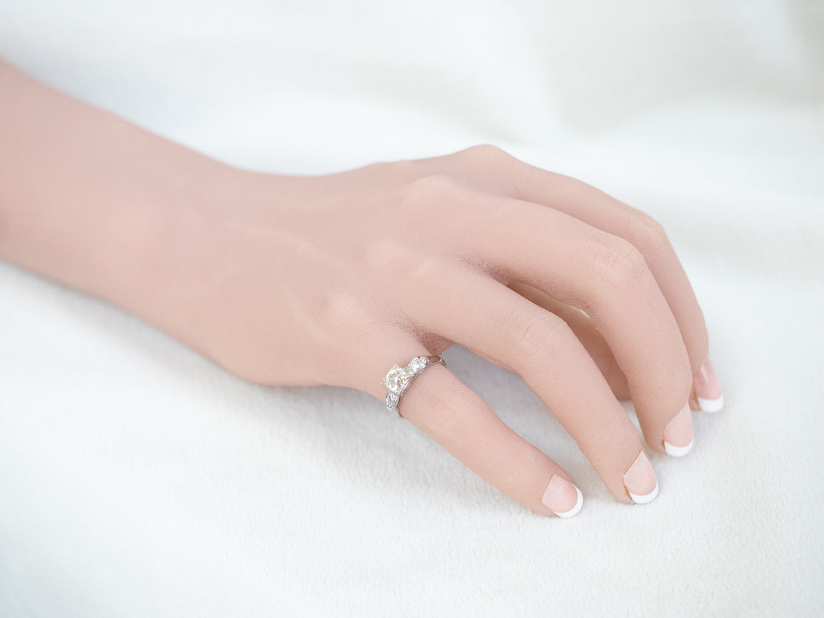 Platinum Old Mine Cut Diamond Engagement Ring