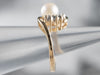 Gold Pearl and Diamond Bypass Ring