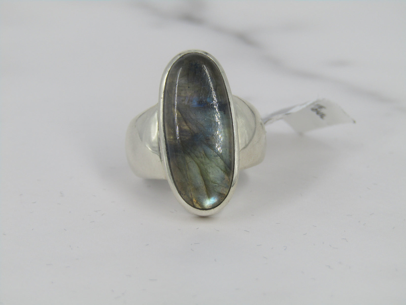 Bezel Set Silver Labradorite Band Ring