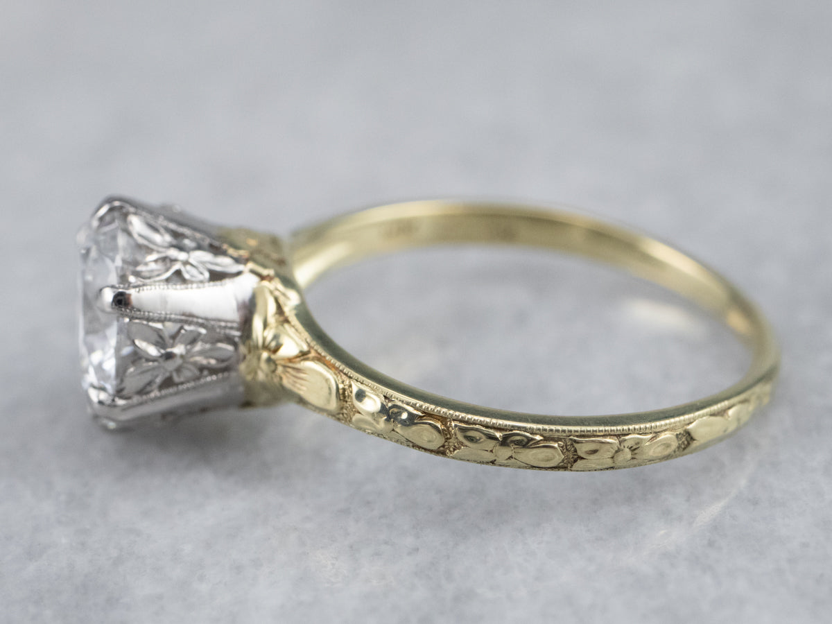 Stunning Antique Orange Blossom Diamond Engagement Ring