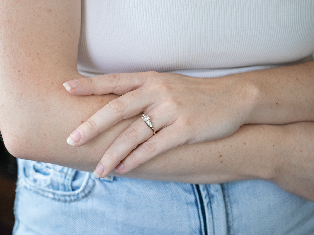Vintage Three Stone Diamond Engagement Ring