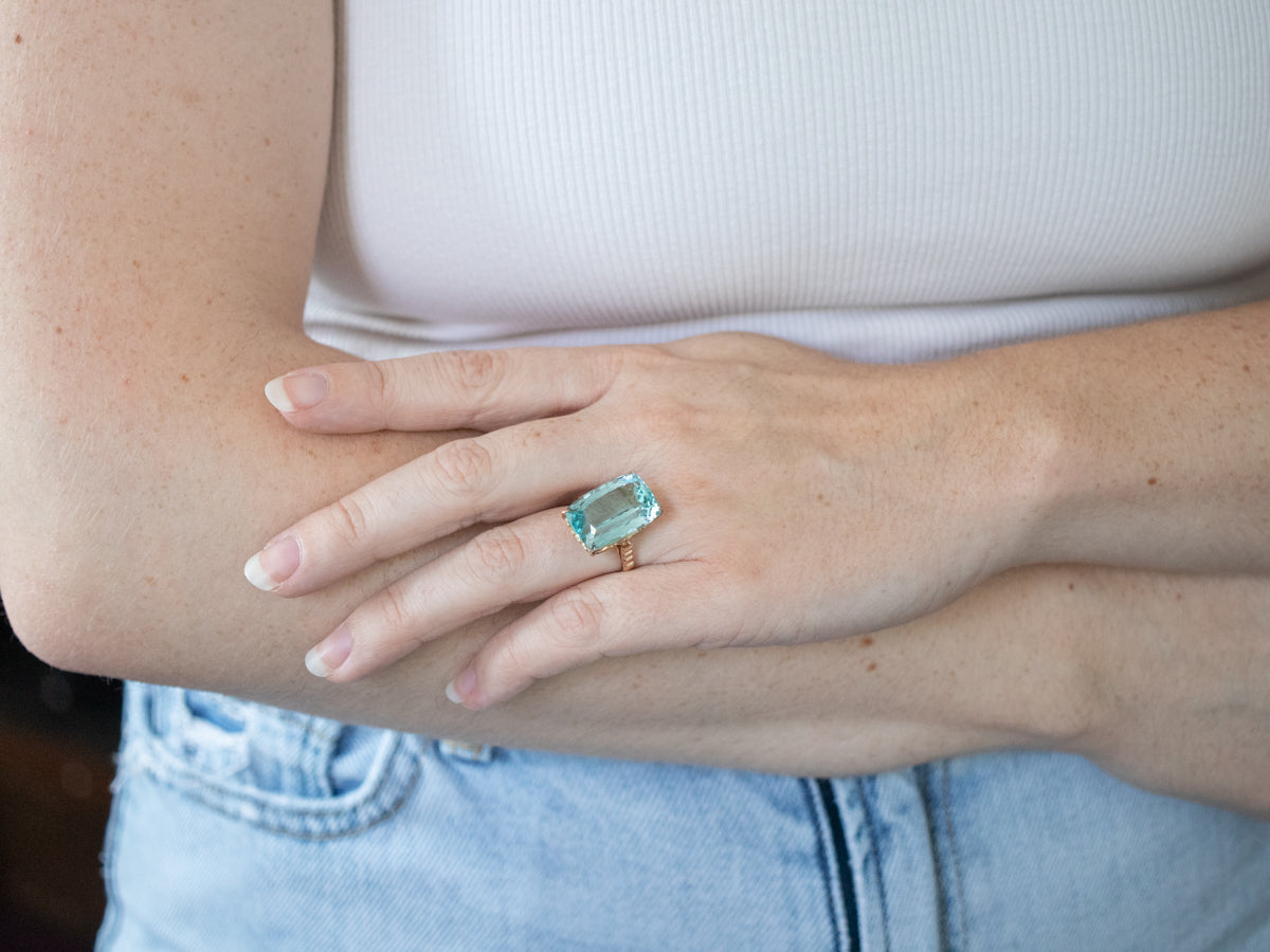 Vintage Aquamarine Cocktail Ring