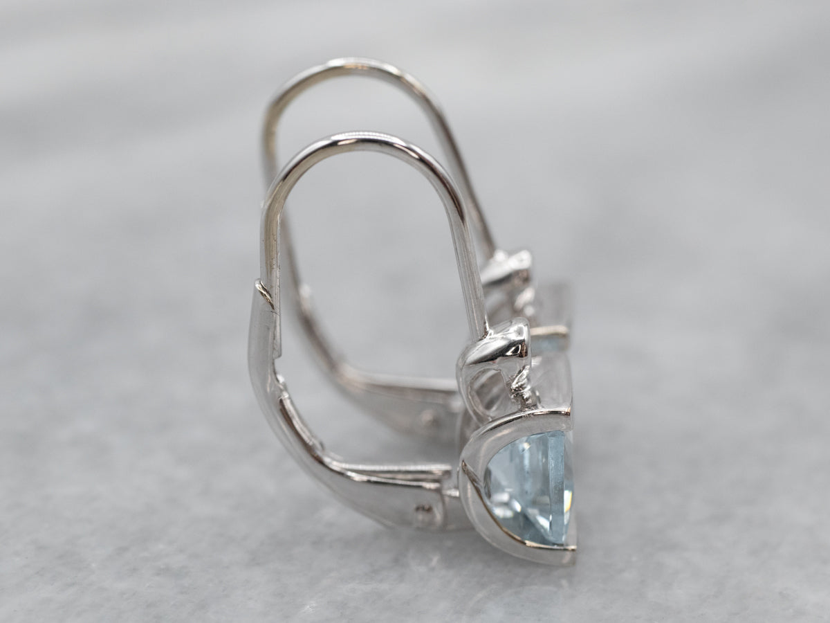 Aquamarine and Diamond Drop Earrings