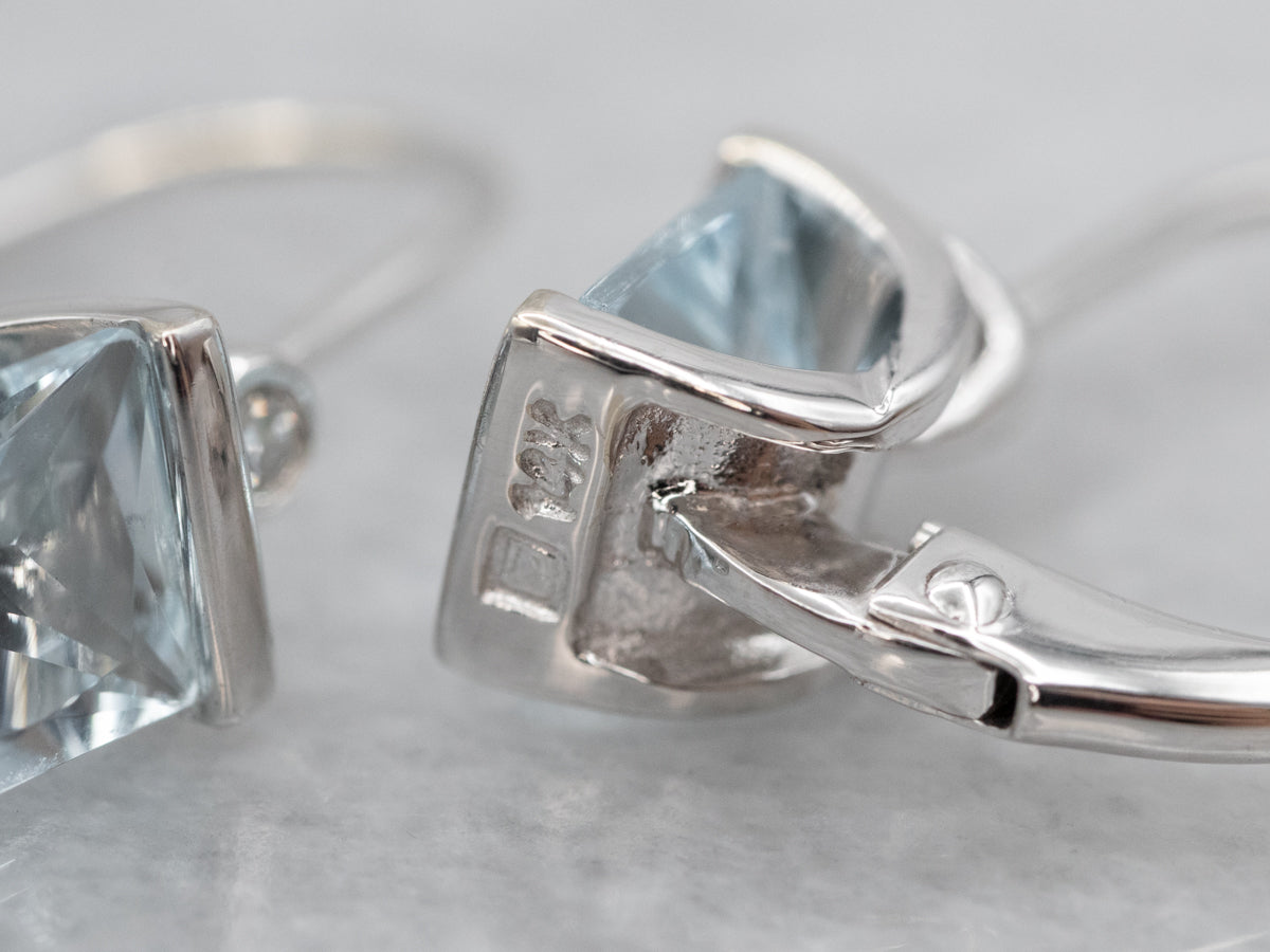 Aquamarine and Diamond Drop Earrings