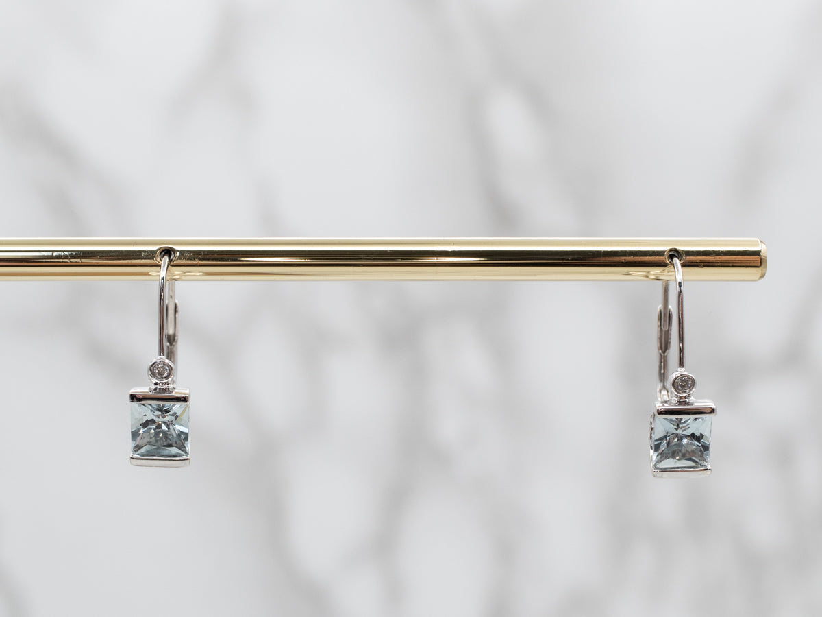 Aquamarine and Diamond Drop Earrings