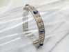 Art Deco Synthetic Sapphire Cabochon Link Bracelet