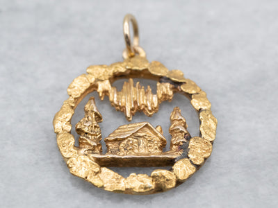 Gold Nugget Cabin in The Woods Pendant