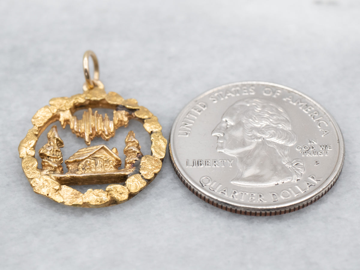 Gold Nugget Cabin in The Woods Pendant