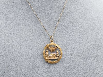 Gold Nugget Cabin in The Woods Pendant