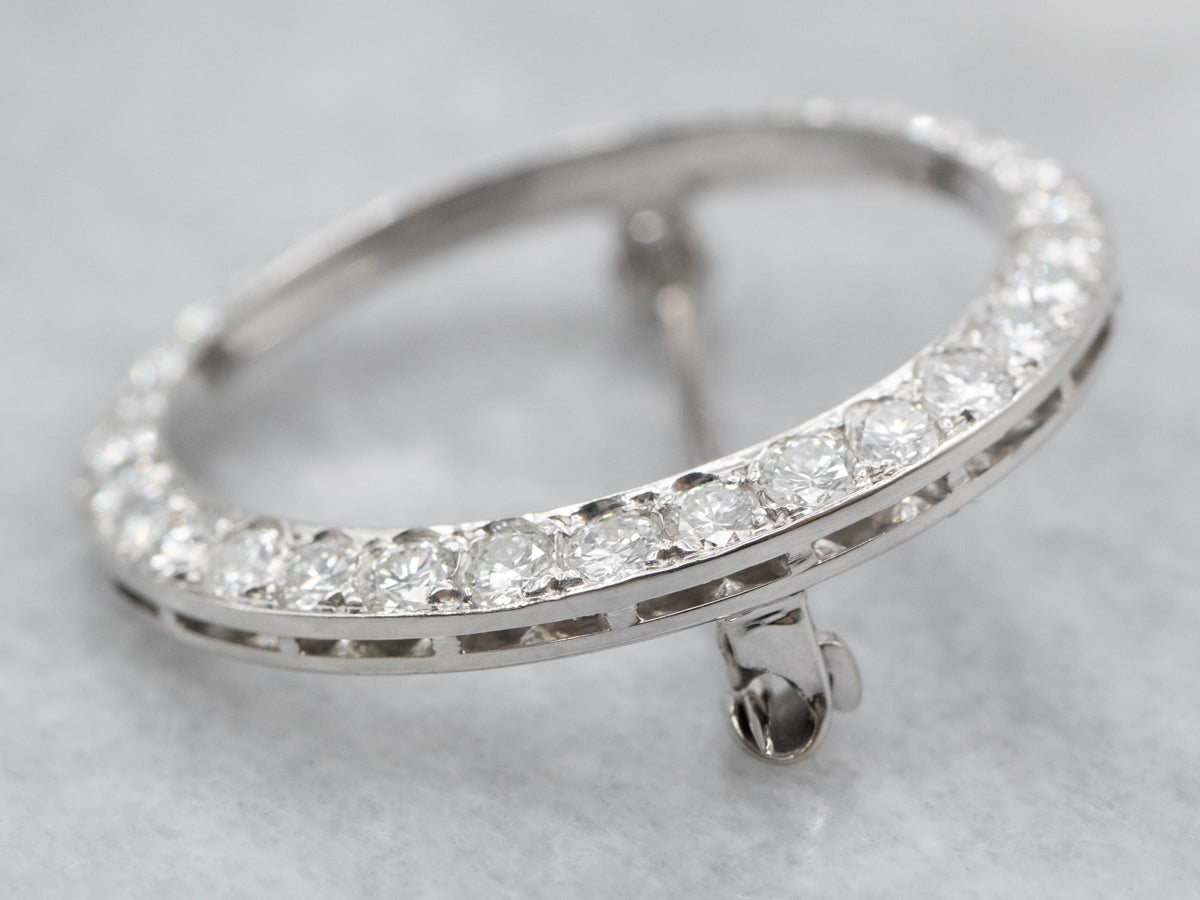 Vintage Platinum and Diamond Circle Pin